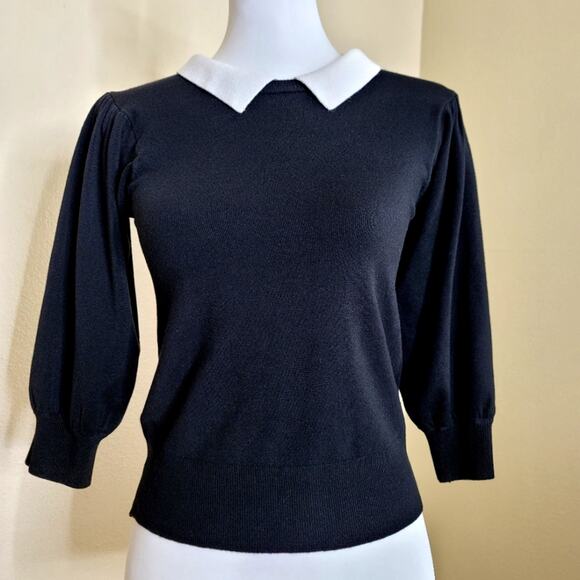 Zara Sweater Collared Crew Neck Sweater, Medium, NEW Business Casual - Picture 2 of 8